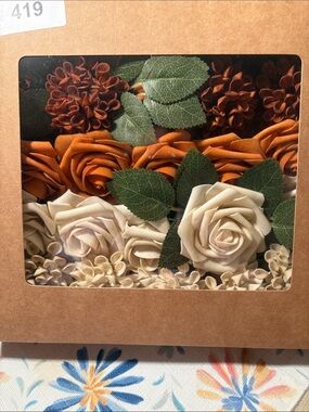 Home Essentials Cream & Burnt Orange Foam Rose Assortment 25 stems